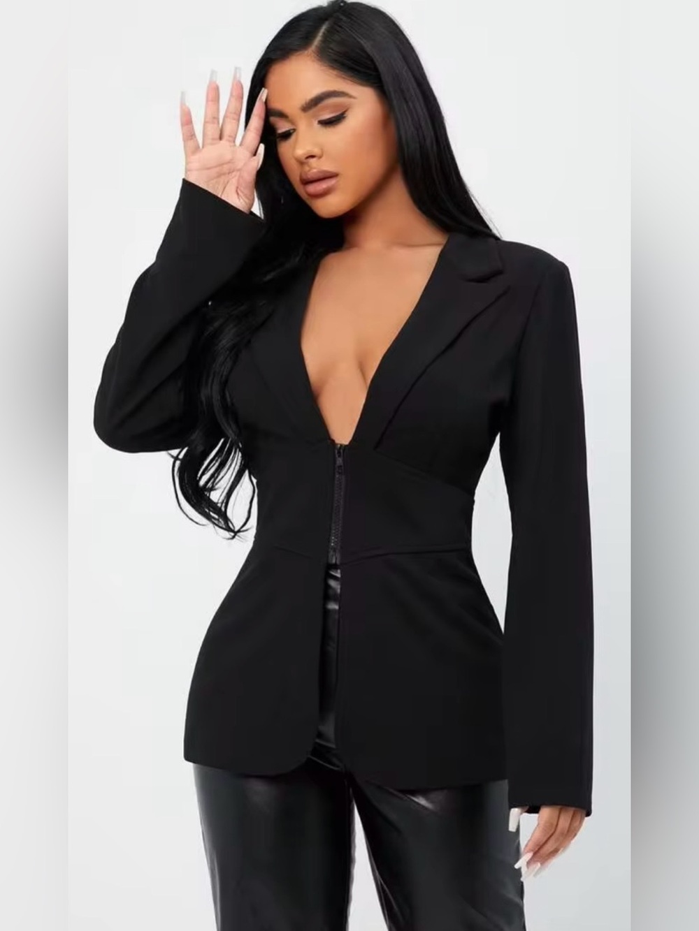 NWT SHEIN SXY Corset Waist Zip Front Blazer - SOLD OUT!